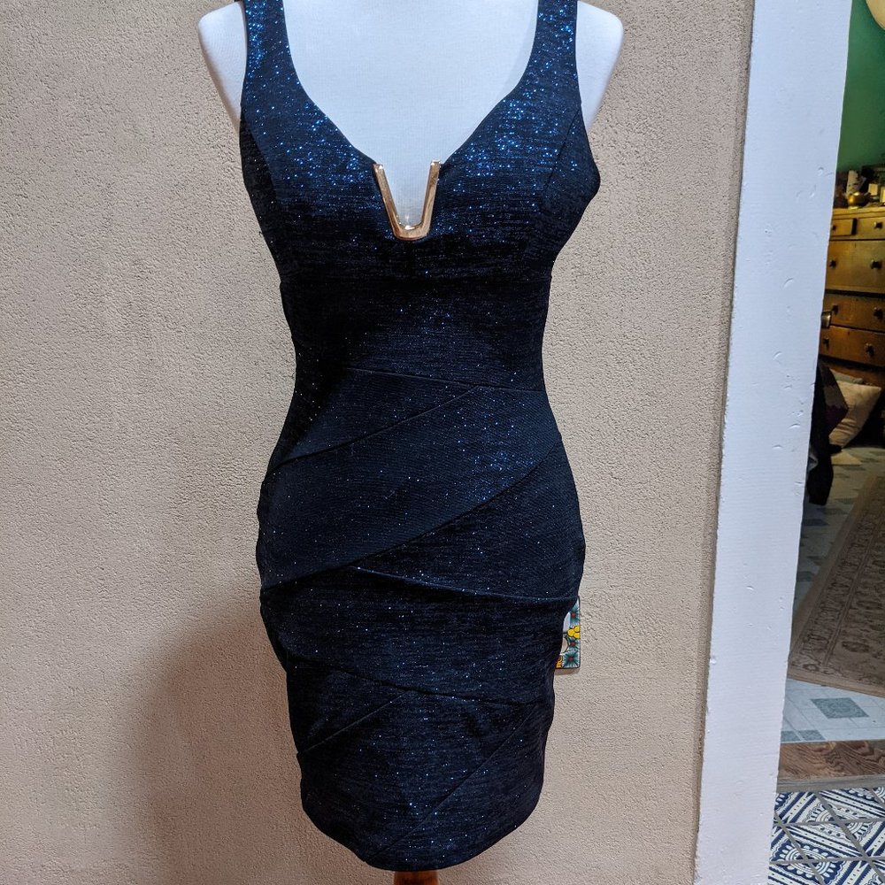 Dark blue glitter mini diress